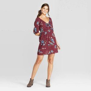 Women's Floral Print Xhilaration Mini Dress Plum